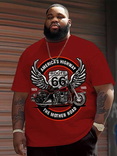 Camiseta informal de manga corta y cuello redondo con estampado de dibujos animados para hombre de talla grande en verano