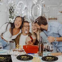 10 件/20 件/40 件/60 件/套，30 岁生日派对装饰 30 岁主题生日派对餐具复古 1995 年派对用品 30 岁生日派对装饰盘子餐巾黑色和金色餐具男士女士礼品餐桌装饰万圣节餐桌装饰 - 黑色30歲 - 查看 3
