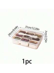 1pc/2pcs Crisper Box With Lid, 4/8/9 Compartments Capacity, Divider Storage Dinner Plate, Divider Storage Box With Handles, Fridge Storage Box With Removable Snack Box, Spice, Dry Ingredients, Candy, Vegetable, Fruit, Nut Storage Box, Kitchen Food Storage Box, Suitable For Family, Travelling, Party, Picnic.