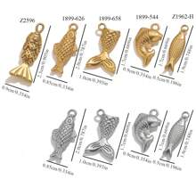 5 pièces Accessoires de fabrication de bijoux en acier inoxydable à la mode et polyvalents, pendentif série océanique baleine pour collier et boucles d'oreilles
