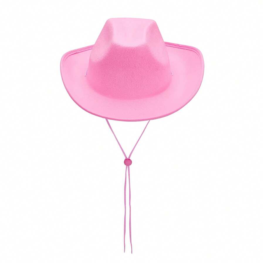 Women Men Cowboy Hat Classic Roll Up Brim Fedora Cowgirl Hat Western Cowboy Hat Stage Performance Hat - 西瓜粉 - 查看 1