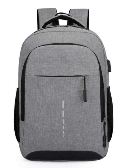 Casual Reflective Strip Design USB Waterproof Fashion Men's Backpack Laptop Bag, School Supplies, School Backpack, School Bag, Backpack For School, Back To School Backpack, School Bookbag, Big Backpack, Backpack School, Back To School Bags, Large Capacity, Laptop Compartment, Lightweight, Portable, Boys And Men, White-Collar Workers, Rookies & White-Collar Workers, Perfect For Back To School, First Day Of School, College, Work, Business, Commute, Office Travel Bags