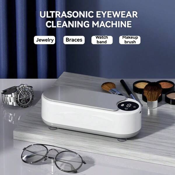 1 Stück CleanWave Ultraschall Reinigungsmaschine, Haushalts Makeup-Tools, 300 ml Fassungsvermögen, Hochfrequenz-Vibrations Tiefenreinigung, transparentes quadratisches Design, einfache weiße Farbe, ABS + Edelstahl Material, Multifunktion für Brillen/Schmuck/Zahnspangen Reinigung, unverzichtbar für die tägliche Haushaltsreinigung