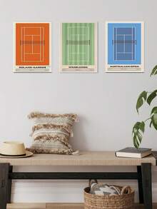 3pcs Tennis Tournament Canvas Art Set, High Quality Minimalist Wall Decor, Interior Wall Decor, Modern Wall Art, Tennis Decor, Wall Arts, Poster, Art Prints, Wall Arts, Posters, Paintings, For Living Room, Bedroom, Bathroom, Optional Frame - Multicolor - View 9