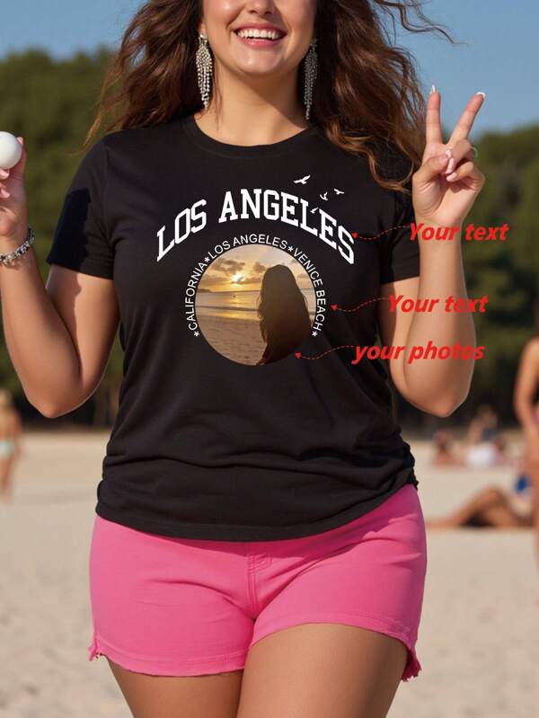 Vêtements sur mesure pour femmes grandes tailles printemps/été, personnalisez avec des photos d'amis/couple/animal de compagnie/sœur/selfie/famille, personnalisez avec du texte/souhaits/noms/heure/date, disponible en 2XL 3XL 4XL 5XL, T-shirts grande taille personnalisés, personnalisation d'uniformes de groupe, cadeaux d'anniversaire, cadeaux de la Saint-Valentin, cadeaux pour elle, tenues de festivals de musique, faveurs de fête