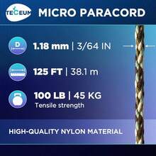 TECEUM Micro Paracord – 118 Mm X 125 Ft – Micro Utility Cord – Thin Braided Paracord Rope – Best Crafting, Projects, Fishing, Camping – Wind Chime – Survival Strong String - 迷彩 - 查看 4
