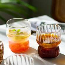 4/8 modische Glasbecher im Blütenblatt-Stil mit Streifen, aus Borosilikatglas, leicht, robust, kälte- und hitzebeständig, 300 ml/10 oz, Eisbecher, geeignet für Kaffee, Joghurt, Eis, Cocktails, kalte Getränke