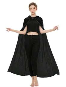 1pc/Festive Rave Party Hooded Velvet Cape Cape Performance Cosplay Costume Props,Halloween - Multicolor - View 7