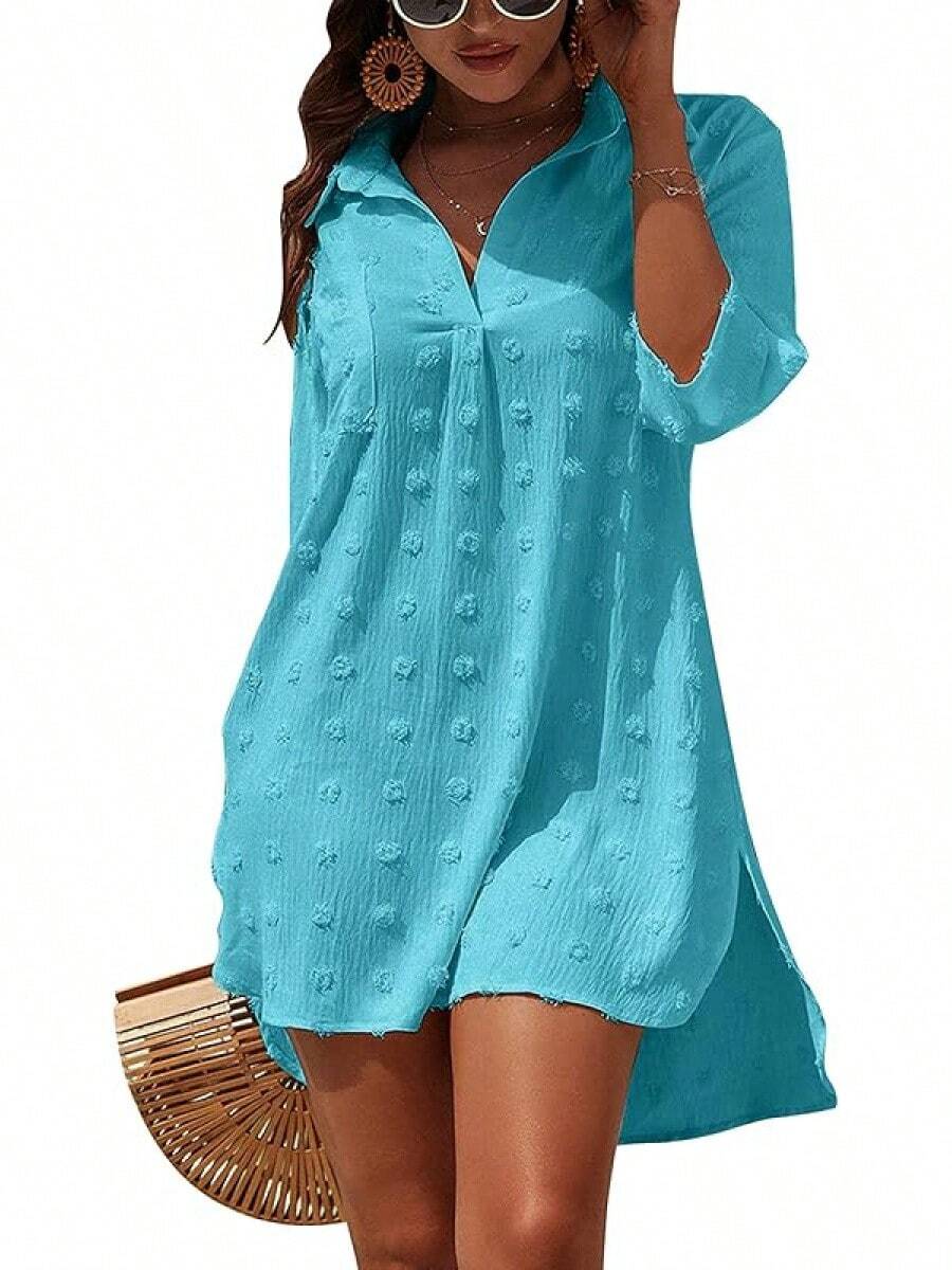 Women's Swimsuit Cover - Ups White Chiffon Bikini Swimwear Beach Dress Outfits Summer 6HQS - Fluorescent Blue - 查看 1