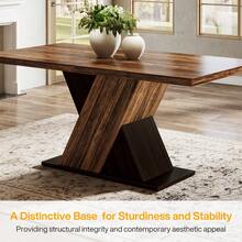 Tribesigns 55-Inch Wooden Dining Table, Farmhouse Rectangle Rustic Brown Dinner Table For 4, For Small Spaces, Dining Room, Rustic Brown - Nâu mộc mạc - Xem 6