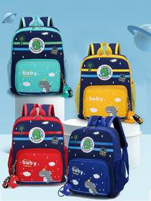 1 buc versiune coreeană a rucsacului cu model de rachetă spațială, dinozaur, drăguț rucsac mic pentru grădiniță, băiat, rucsac de călătorie ușor, casual și versatil, potrivit pentru orice ocazie, bretele de umăr confortabile și reglabile, potrivit pentru exterior, naveta, uz școlar, este un cadou ideal pentru întoarcerea la școală - Rucsac cu dinozauri din desene animate - Vizualizare 2