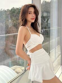 Plus Size Bikini Sets - White - View 2