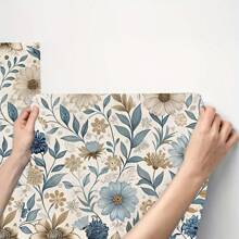 1pc Elegant Blue Floral Peel And Stick Wallpaper - Waterproof, Removable Vinyl Contact Paper With French Style Design For Bedroom, Living Room, Cabinet And Furniture Remodeling, Available In Lengths Of 44 Cm/17.32 Ft. Bedroom Wall Decor Home Decor Bedroom Decor Bathroom Decor Wall Paper Wall Stickers Kitchen Living Room Decor