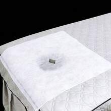 100pcs Disposable Non-Woven Fabric Stain Proof Spa Towel With Face Hole Massage Table Bed Cover Towel For Salon Soft Anti Fouling Care Pad Beauty Salon Spa Cross Hole Pillow Towel Supplies - Multicolor - View 2