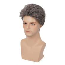 Peluca corta gris sintética resistente al calor para hombres, cabello natural para disfraz de Halloween - Gris - Ver 5