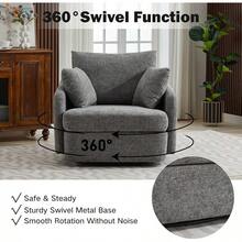 Chifee & Vingol 40.6" Oversized Swivel Accent Chair,Chenille,Orange - Chenille-charcoal - View 3