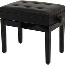 Height Adjustable Faux Leather Piano Stool With Storage | 56x34x48cm Multi-Purpose Keyboard Bench - Black - View 7
