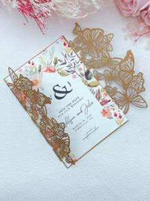 10 piezas/250g Tarjetas de invitación metálicas brillantes para boda, decoración de fiesta de cumpleaños, tarjetas de felicitación personalizadas con brillo (sin incluir tarjeta interior ni sobres)