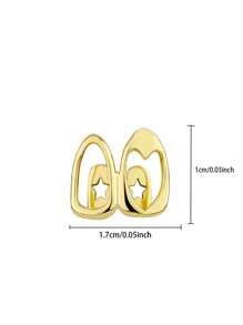 1 pieza Grillz con corazón hueco y empalme de doble perla, joyería para los dientes de estilo hip-hop apta para uso diario