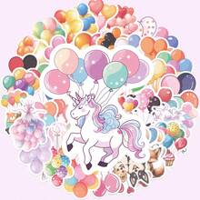 50 个彩色气球和纸杯蛋糕乙烯基贴纸 - 防水，无需电源 | 适用于笔记本电脑、手机、笔记本、水瓶、头盔、吉他、行李箱 | 派对装饰和礼品用品、生日气球