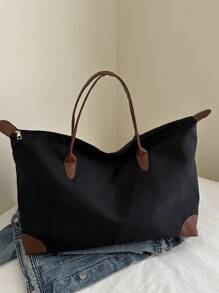 Bolso de mano grande de capacidad minimista, bolso de mano de nailon de unicolor, bolso de hombro y bolso de mano simple para mujer