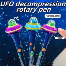 Retraktiver Kugelschreiber im Weltraum-Raumschiff-UFO-Sci-Fi-Monster-Design, Schreibwerkzeug mit rotierendem Universum-Planeten-Raumfahrzeug, interessantes Stresslinderungsmittel mit 0,5 mm schwarzer Tinte, Schulmaterial, Schulanfang
