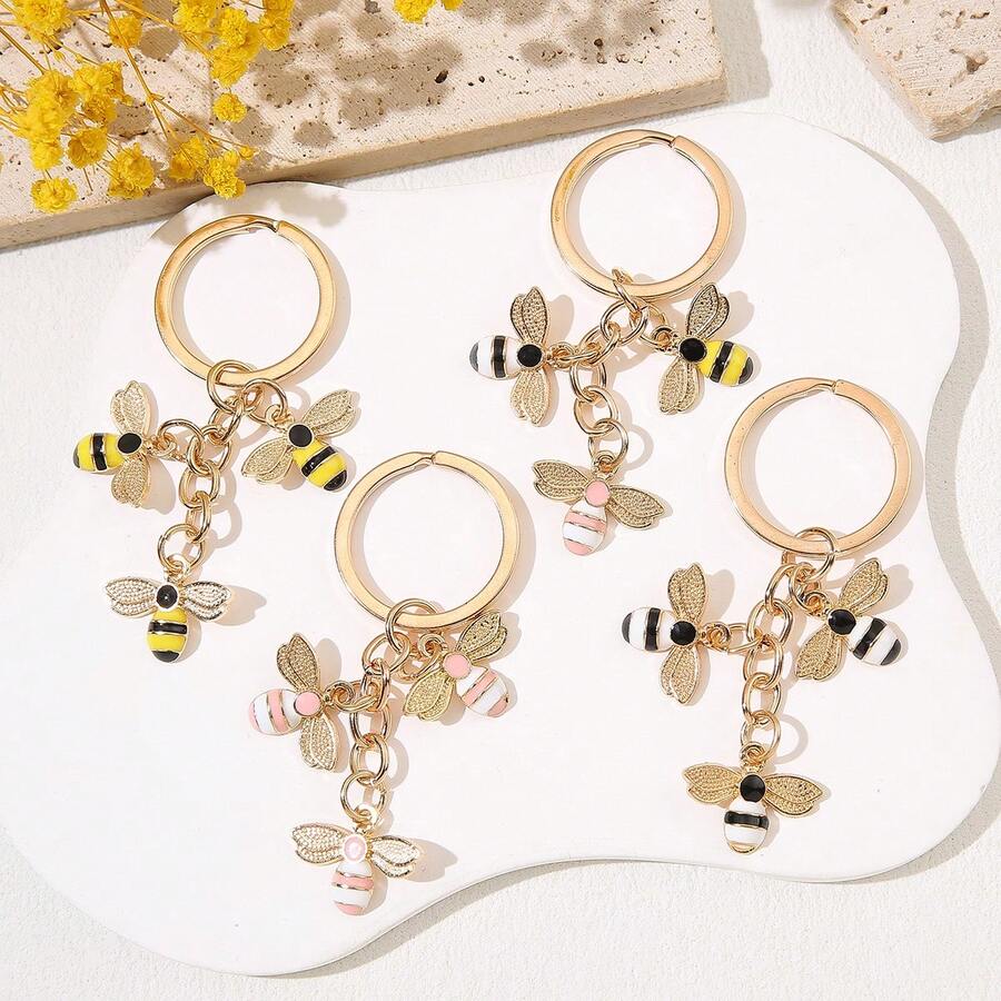 可爱蜜蜂钥匙扣、女包/汽车钥匙扣、个性化钥匙圈、节日礼物 - 彩色 - 查看 1