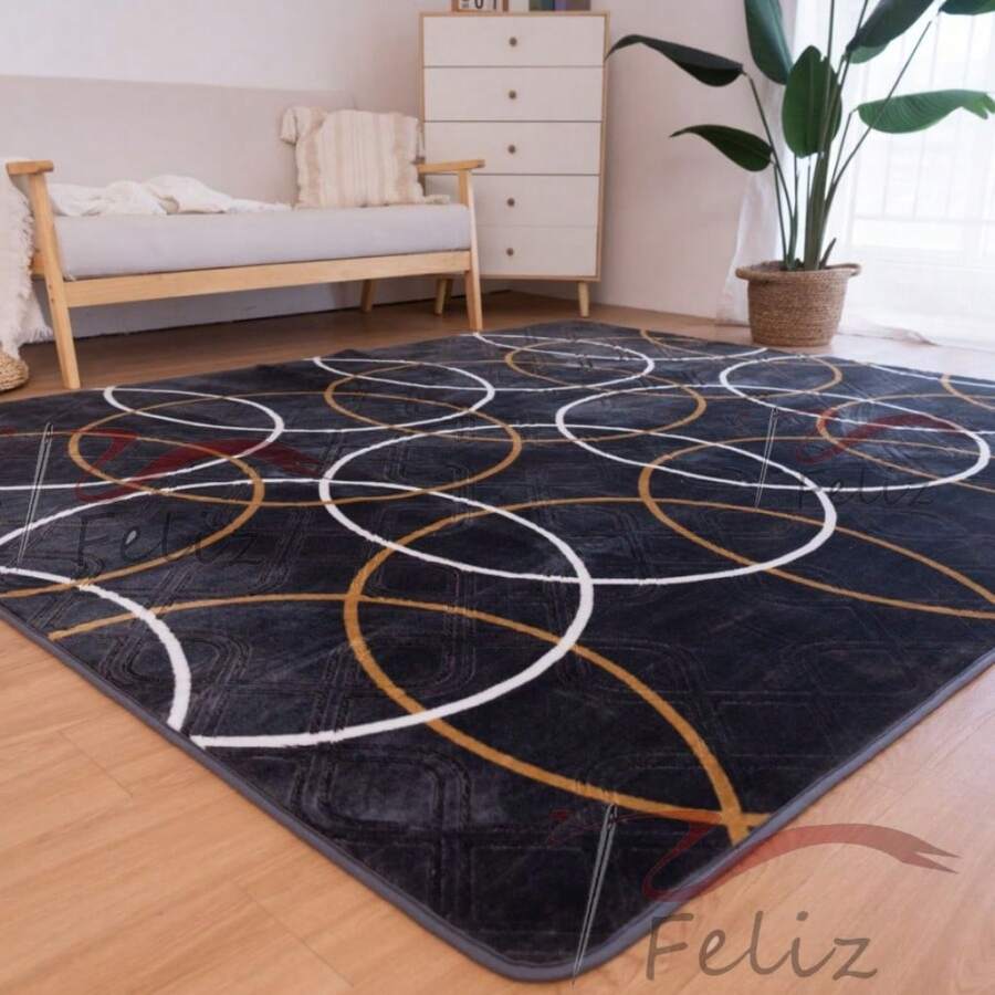 Large Living Room And Bedroom Rug Various Sizes And Colors Geometric Non-Slip - Cinza Geo - Xem 1
