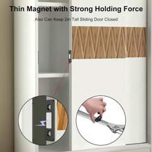 1 Packung ultra dünner Schranktür-Magnetverschluss mit 4 Schrauben, schwarzer Schubladenmagnetriegel mit Klebstoff, Magnetverschlüsse für Schiebetürenschluss Küchenschrank Schließer