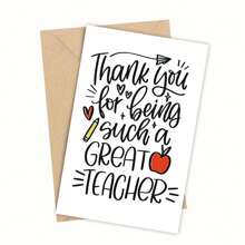 1PC Perfect Teacher Appreciation Card With Envelope, Cherished Thank You Gift For Men & Women, Unique 'Thank You For Being Such A Great Teacher ' Message