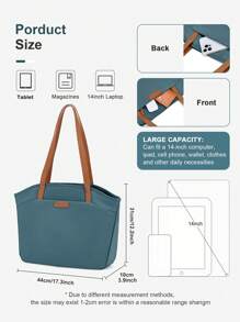Floless Bolso de mano tipo tote para mujer, bolso de negocios para computadora portátil de 14 pulgadas, bolso de hombro casual con compartimento para computadora, bolso de gran capacidad con cremallera, bolso hobo de viaje y trabajo para mujer.