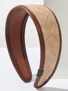 1 Stück Koreanisches karierten Raffia gewebtes breites Stirnband mit Knoten, minimalistischer zweifarbiger karierter Schleifenkopfschmuck, vielseitiger Boho-Stil Haaraccessoire, Haarband Stirnband für Frauen, Haarschmuck, Diademe, Haarbügel