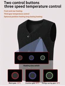 Gilet décontracté pour hommes en couleur unie, doublé de molleton thermique chauffant, gilet de protection thermique pour l'hiver