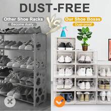 2/6/8/12 Pieces, Large Shoe Storage Box, Stackable Storage Box With Lid, Shoe Rack And Stand Substitutes, Sports Shoe Container, Toy Storage Box, Entrance Passage, Closet, Under The Bed - White - View 6