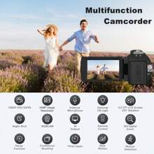 Zostuic Caméra vidéo Caméscope Caméra numérique Enregistreur Full HD 1080P 24MP Écran LCD de 3,0 pouces avec rotation à 270 degrés Zoom numérique 16X Caméra caméscope avec carte TF 64 Go