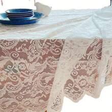 1 New French Style Phoenix Tail Lace Tablecloth, Rectangular Suitable For Dining Table Tablecloth And Coffee Table, Birthdays, Holiday Parties, Dining Table Decoration, Hand Washable, Easy To Clean, Home Decoration