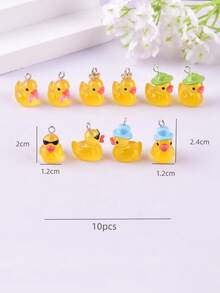 10pcs Assorted Cute 3D Resin Crown, Duck, Bowknot, Duck Eye-Glasses, Tree Jewelry Pendant, Earring, Necklace Accessories - Multicolor - View 3