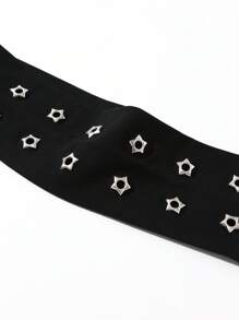 Damen Bandana 1 Stück Mode Punk Stirnband Gothic Sternenmuster Weich Rutschfest Elastisch Cut Out Strand/Urlaub Kopfbedeckung, Dehnbar Yoga Sport Haaraccessoire, Vielseitig für täglichen Modischen Haarschmuck Klassische Haarband