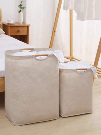 1 件亚麻大号和小号可折叠洗衣篮、便携式织物收纳篮（带手柄）适用于卧室浴室、衣物洗涤收集箱、多功能脏衣服分类洗衣篮、洗衣篮浴室收纳盒、篮子、收纳篮、可折叠洗衣篮、可折叠手持织物洗衣篮（适用于卧室、浴室、衣物收纳）