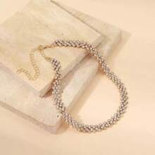 1 Stück Luxus Kubikzirkonium Krallenkette, geschweißte Kristallkette Halskette, Geschenk für Frauen Hochzeit Verlobungsfeier