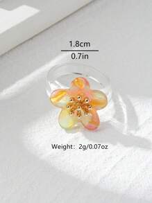 1 pieza Anillo de flor colorido de acrílico, diseño minimalista de moda, adecuado como regalo para mujeres para el Día de San Valentín o el Día de la Madre, color aleatorio