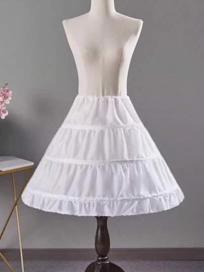 1pc Women's Single-Layer Lace Trim Dance Stage Performance Dress, Princess Lolita Adjustable Petticoat Skirt