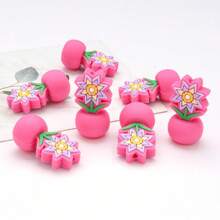 5 Peças/Pacote Contas de Flor de Silicone, Contas Focais DIY, Adequadas para Canetas Decoradas com Contas, Chaveiros, Decoração de Pulseiras, Presente de Volta às Aulas