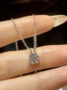 1 pieza Collar de compromiso de mujer de 1 quilate, 6 garras, diseño redondo, color D, diamante de Moissanita, elegante y exquisito, regalo de boda, cumpleaños y aniversario