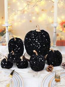1Set Artificial Sequins Pumpkin Foam Pumpkin Center Decoration Farmhouse Thanksgiving Autumn Halloween Home Decoration Halloween Decor Fall Decor Room Decor Autumn Decor