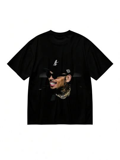 Men Plus Size  Graphic Men Black T-Shirt Soft Breathable Fabric Bohemian Style Round Neck Short Sleeve Tee Casual Summer Hawaiian Shirt For Men Musicinspired Clothing Fashion Durable Clothing Stylish Top Music Lovers 220g Big Size L-3XL 4XL 5XL