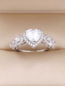 1 件女士精致白色方晶锆石戒指