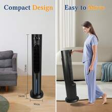 1pc 3-In-1 Tower Fan, Humidifier, Evaporative Cooler With Remote Control, 6L Water Tank, LED Display, Oscillating, Timing, 3 Modes, 3 Speeds, Low Noise, Handle, Child Lock, Energy Efficient, Black - View 7