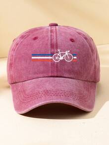 1pc Unisex Outdoor Casual Fashionable Adjustable Size Bicycle Graphic Print Vintage Street Wear Distressed Soft Baseball Cap/Sun Hat, Suitable For Daily Use - A - View 8