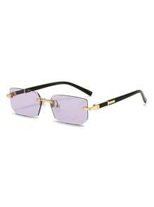 Colorful Square Fashion Glasses For Men, Narrow Frameless Fashion Glasses, Suitable For Summer Sun Protection, Beach Vacation, Outdoor Sports, Party, Self-Driving, Fishing, Cycling, Shopping And Taking Photos Accessories Back To School Fashionable Preppy School Look